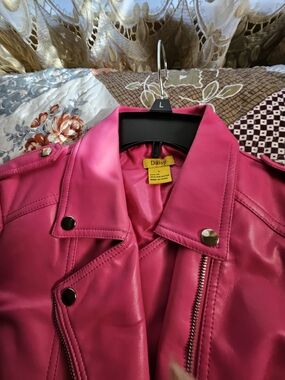 Daisy Women's Hot Pink Faux Leather Moto Jacket
